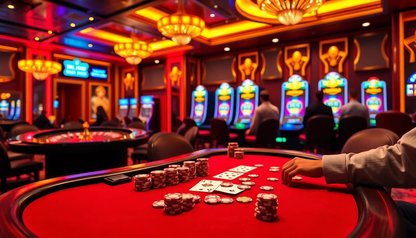Engaging gamblers at a lively poker table showcasing the excitement of kk55.fit casino experiences.