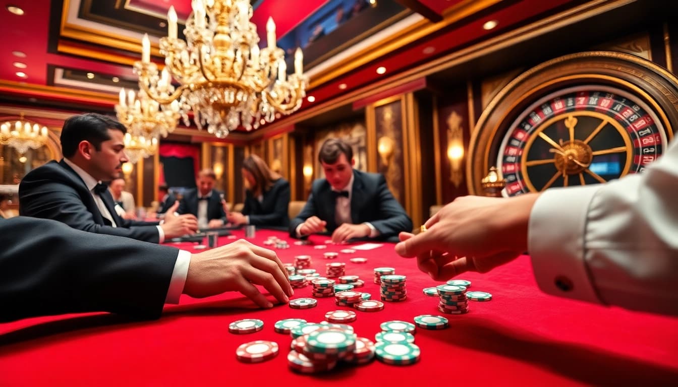 Experience the thrill of gambling at https://tk888.it.com/ with high-stakes players at an elegant poker table.