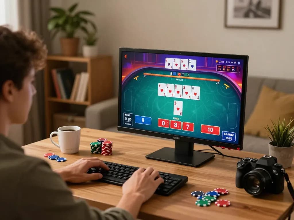 Player engaging in keratontoto online poker action at home with a friendly atmosphere