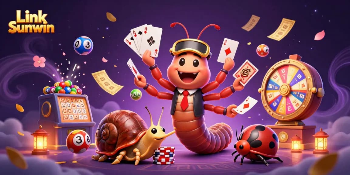 Experience exciting gameplay with Link Sunwin in this vibrant casino illustration.