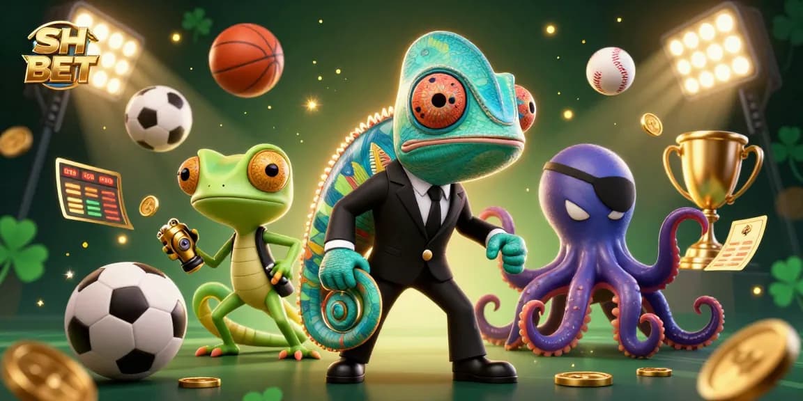Experience thrilling action with SH BET in this dynamic 3D casino illustration full of sports and excitement.