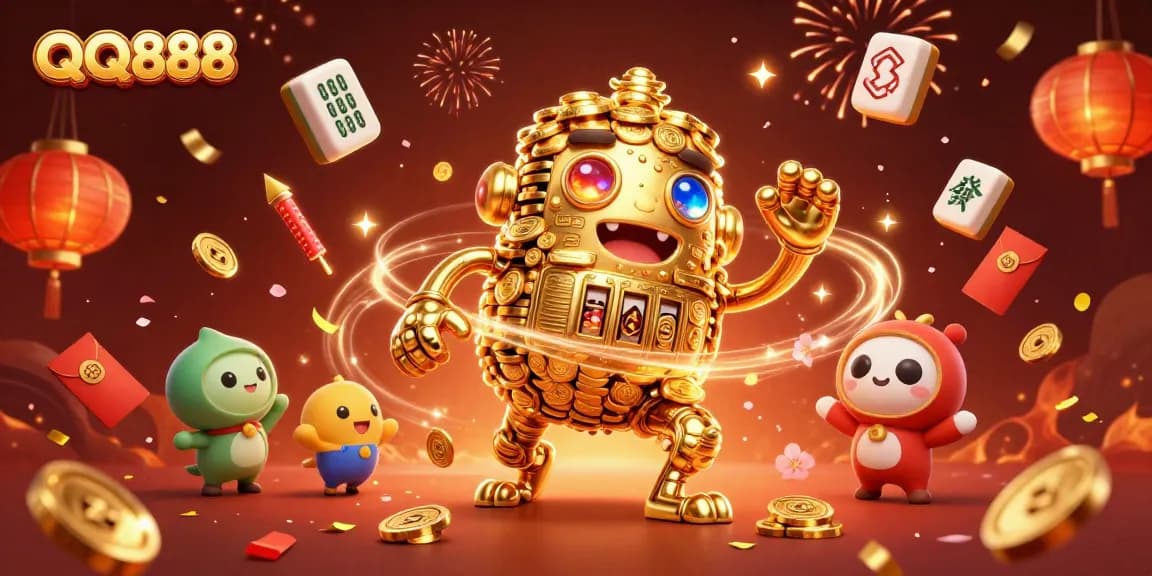 Experience the thrill of QQ888 with dynamic casino elements and vibrant characters in action.
