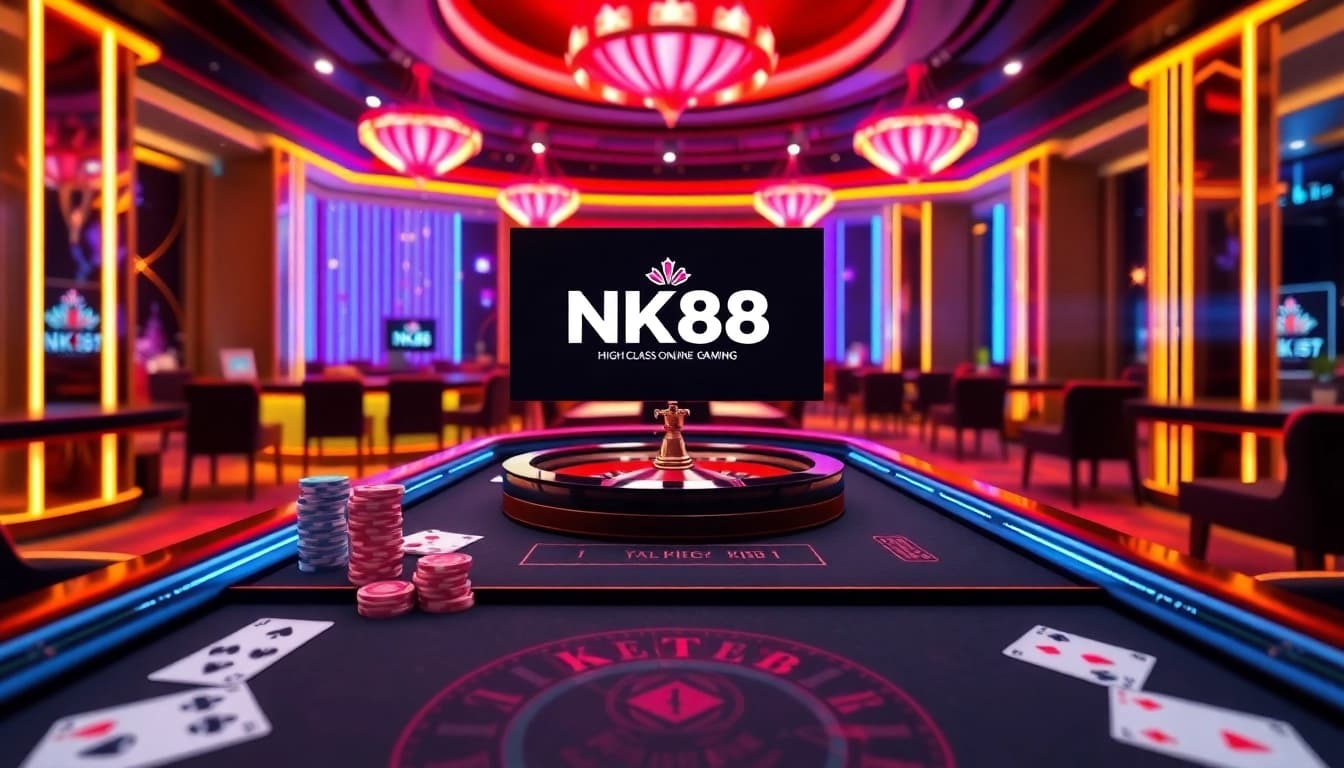 Experience the thrill of gambling with NK88 at a luxurious online casino table.