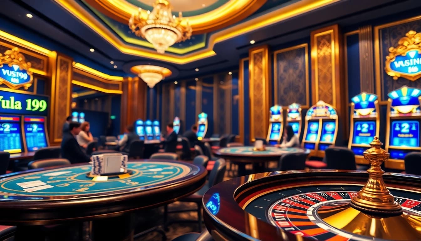 Experience the excitement of gambling at Vua99 with vibrant casino visuals and engaging gameplay.