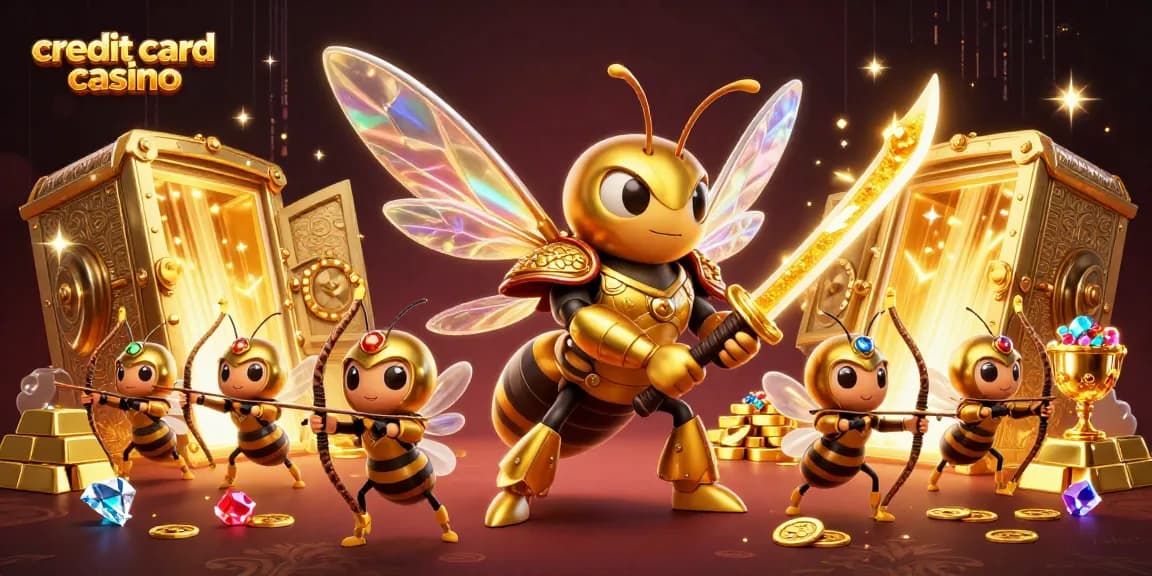 Experience thrilling gaming at a credit card casino with vibrant elements and captivating characters.