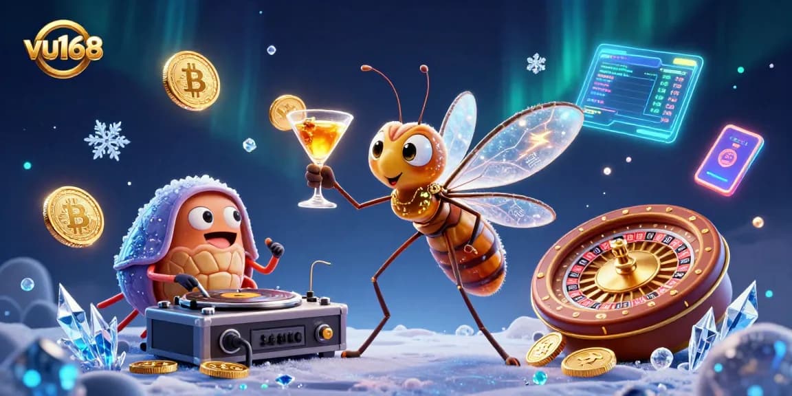 Experience exciting betting moments with vu168, showcasing a lively casino scene with unique characters and vibrant gaming elements.