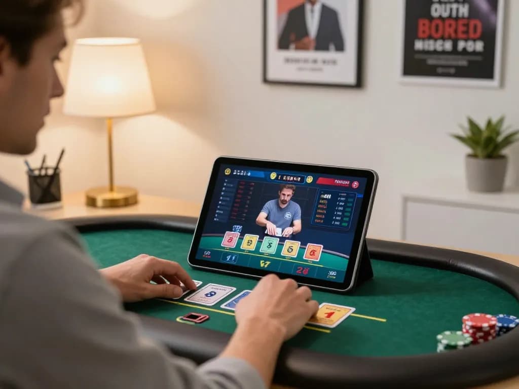 Gamble smartly on gg88 com while enjoying online blackjack gameplay in a cozy home office.