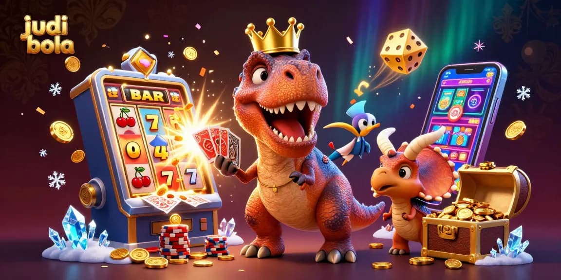 Engage in judi bola excitement with friendly dinosaurs in a vibrant casino environment!
