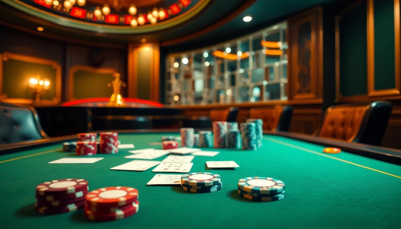 Engaging view of a poker table scene, showcasing strategic nhan dinh keo nha cai elements and luxury