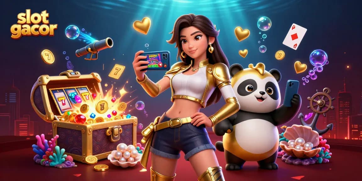 Spin the slot gacor reels for big wins in this vibrant casino scene with exciting characters.