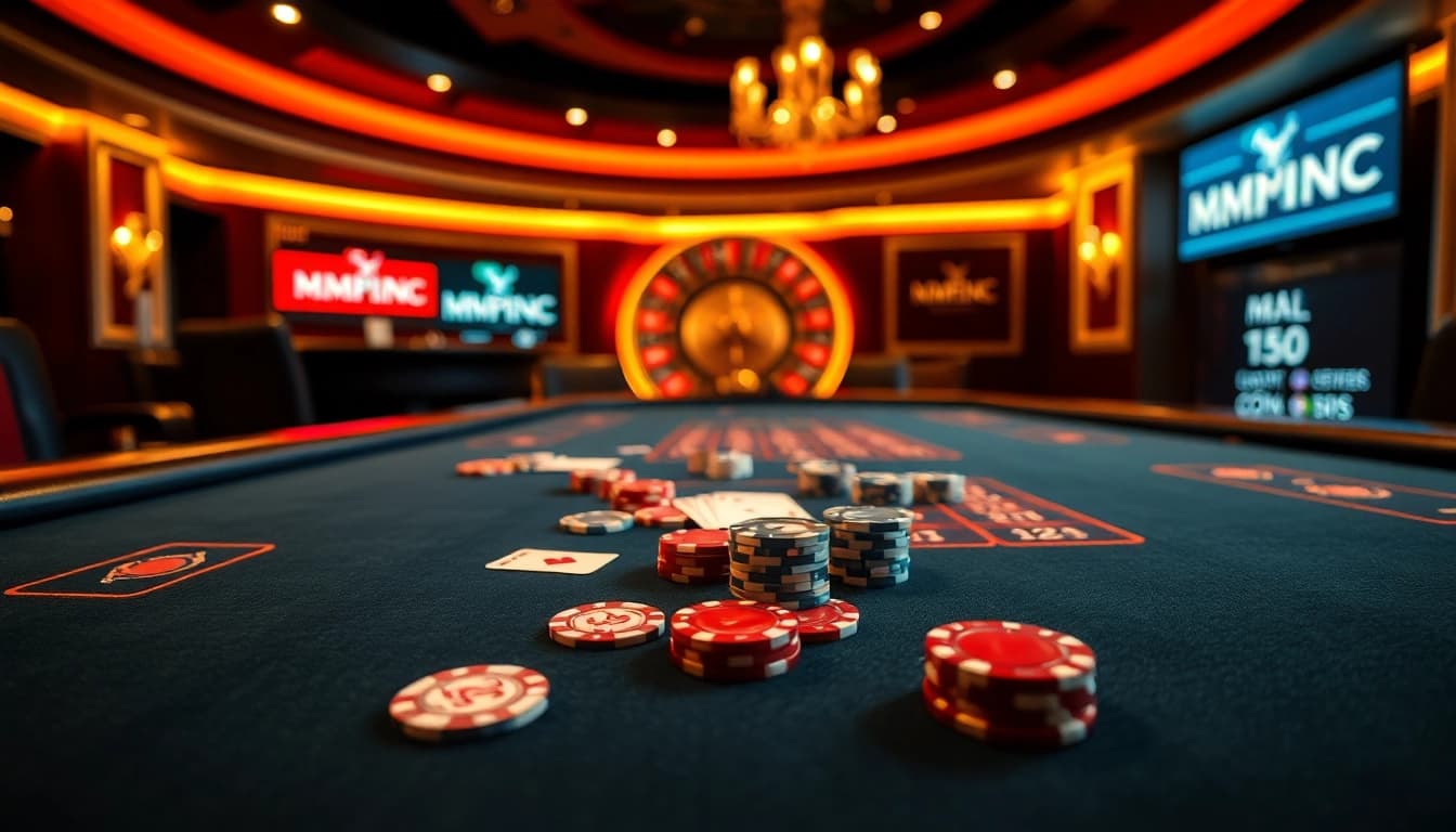 Experience the excitement of MM88 with luxury casino gaming, featuring poker chips and cards.