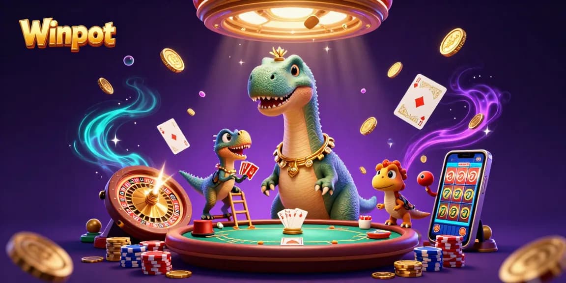 Experience exciting gameplay at Winpot with vibrant illustrations of casino elements.