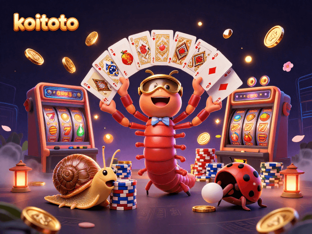 Koitoto menghadirkan dealer seru dan simbol slot yang berkilau, siap untuk permainan menarik.