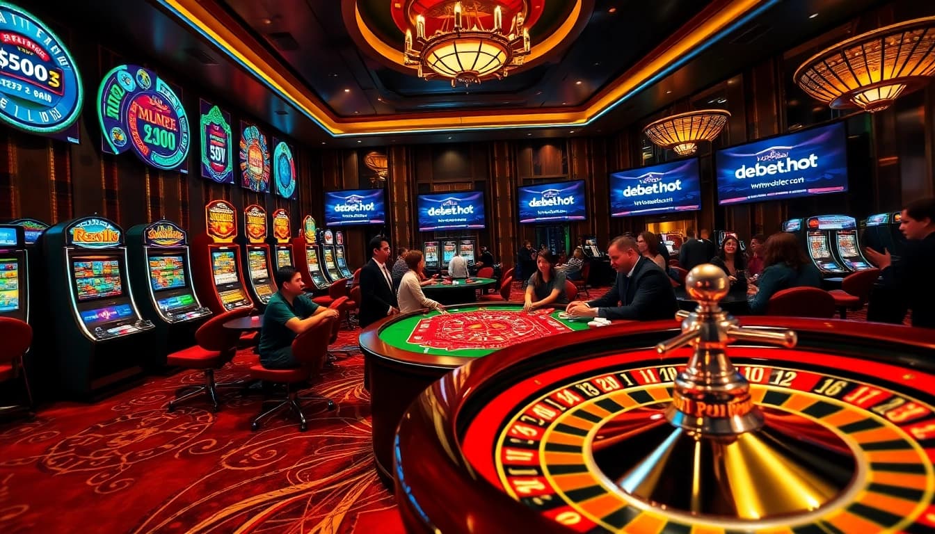 Experience thrilling gaming at https://debet.hot/ with a vibrant casino atmosphere featuring engaging table games and slot machines.