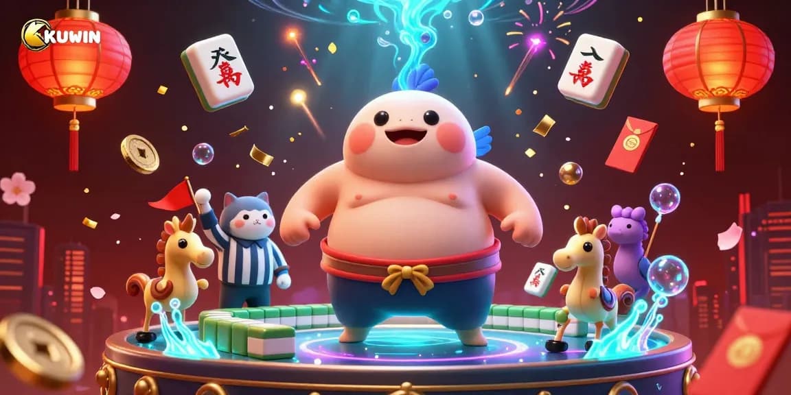 Experience exciting gambling with KUWIN's underwater casino featuring a fugu sumo wrestler referee and seahorse fans.