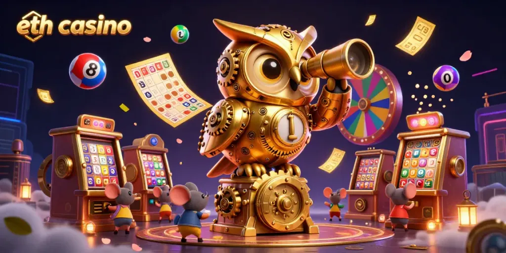 Engage in thrilling gameplay at the eth casino, featuring a vibrant 3D scene filled with animated characters and dynamic game elements.