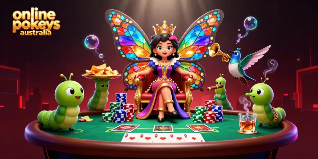 Experience the exciting realm of online pokies Australia with vibrant symbols and characters.