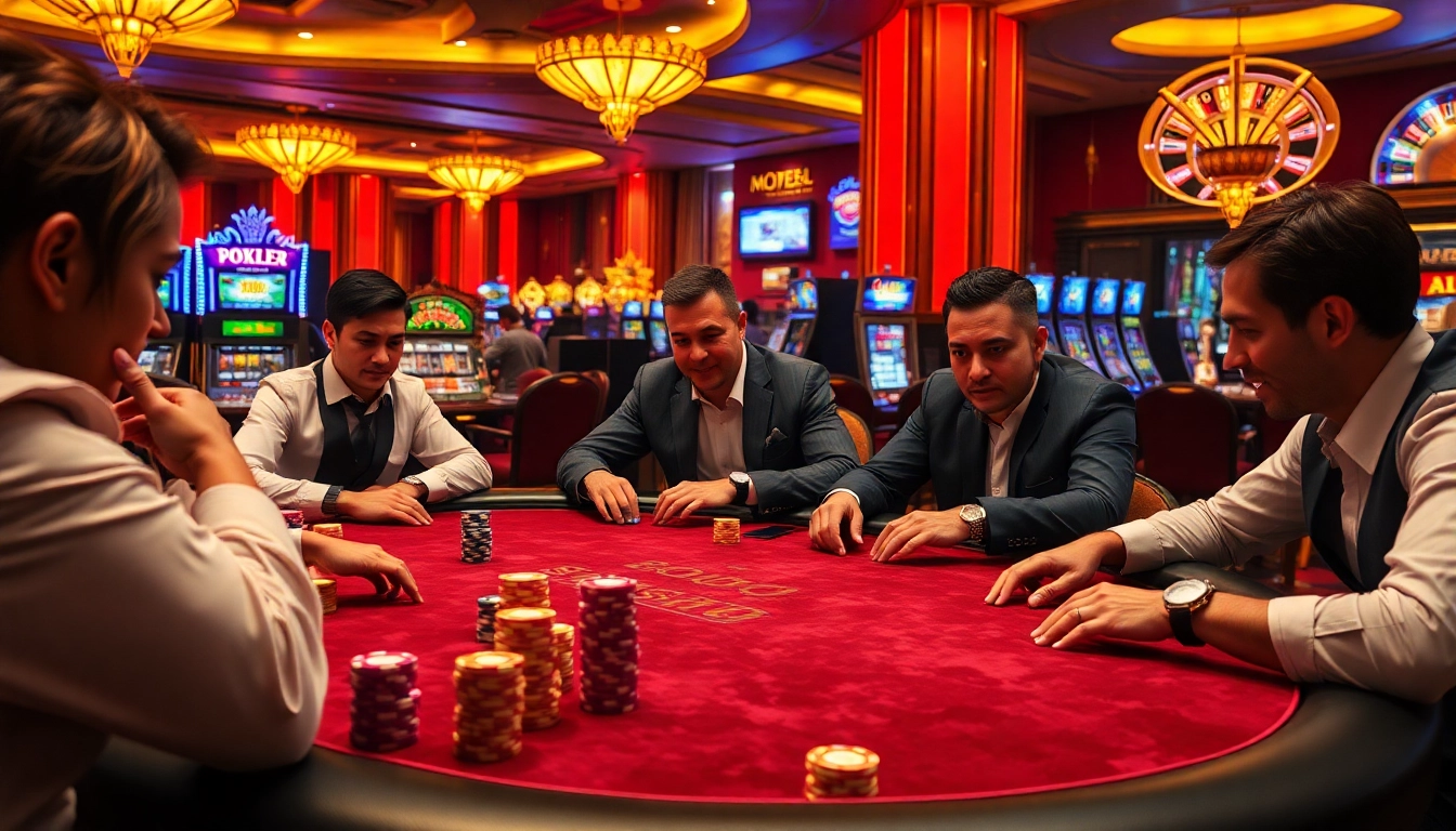 SODO CASINO vibrant poker table scene showcasing excited players and luxurious chips