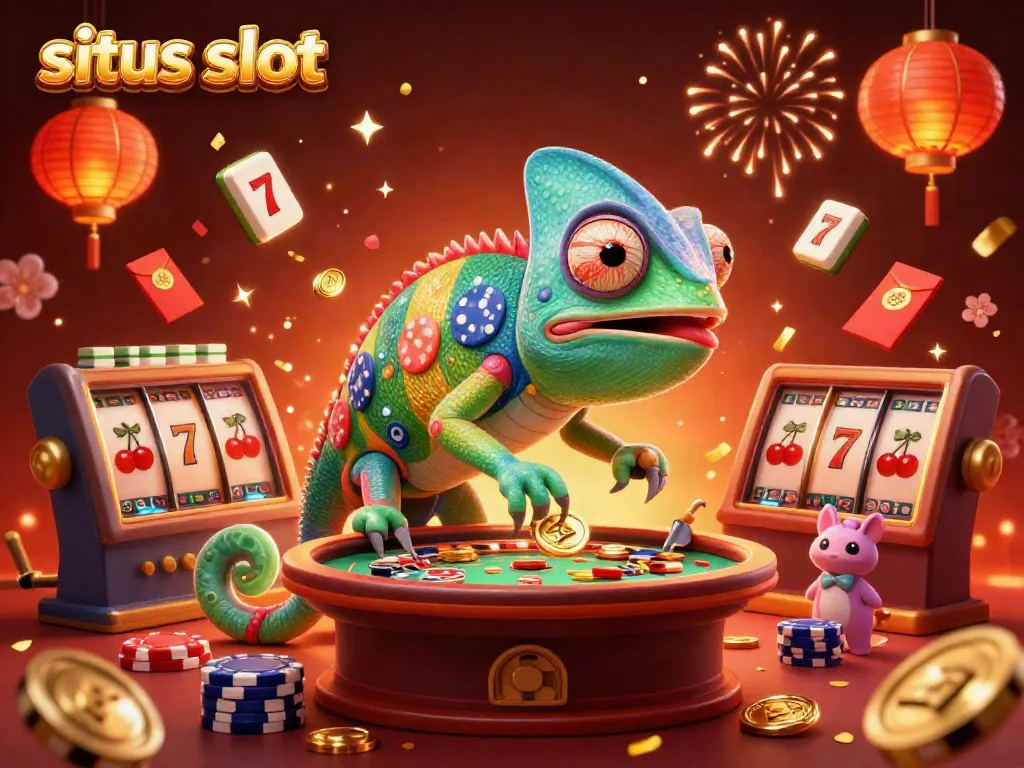 Permainan situs slot yang menarik dengan chameleon kasino dan elemen keberuntungan.