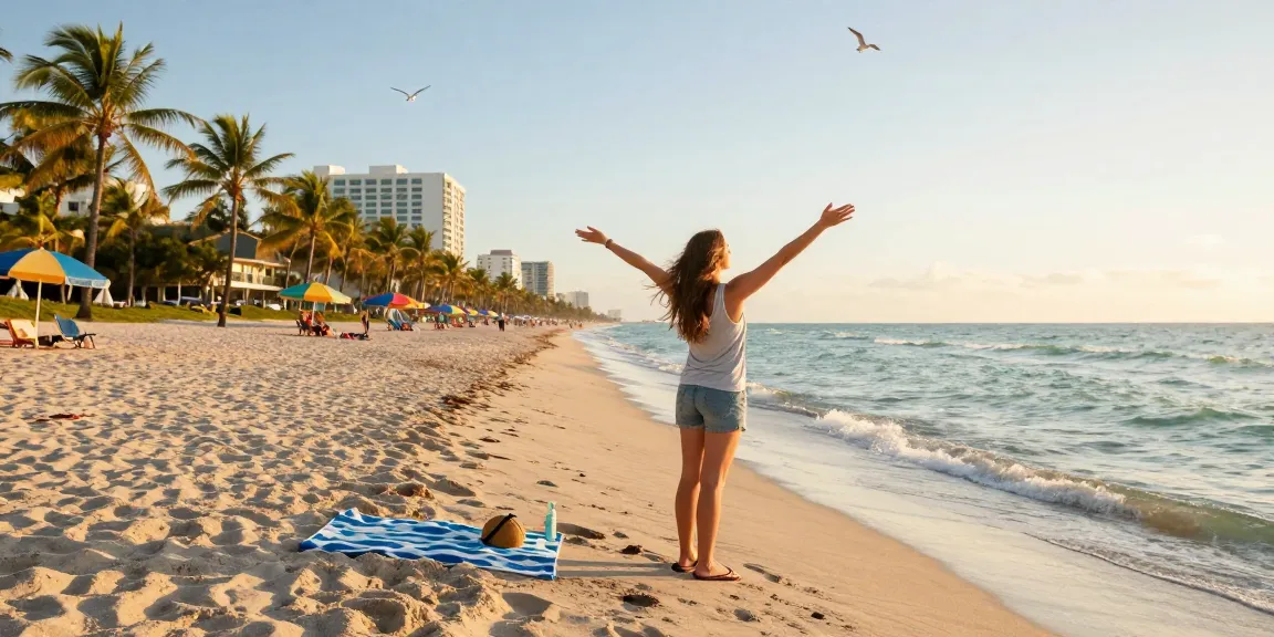Orang menikmati matahari terbit di pantai Miami, menarik nafsu https://miami4d.com/ dengan suasana damai.