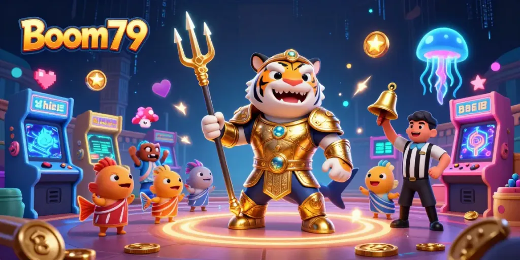Experience the action of Boom79 with a vibrant gambling underwater scene featuring gaming elements.