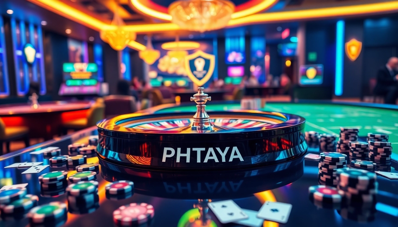 PHTAYA offers an exciting online gambling scene with roulette and poker games in a luxurious casino setting.
