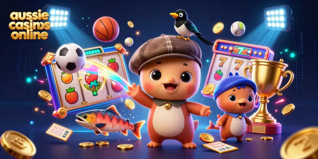 Experience thrilling games at aussie casinos online with vibrant characters and exciting elements.