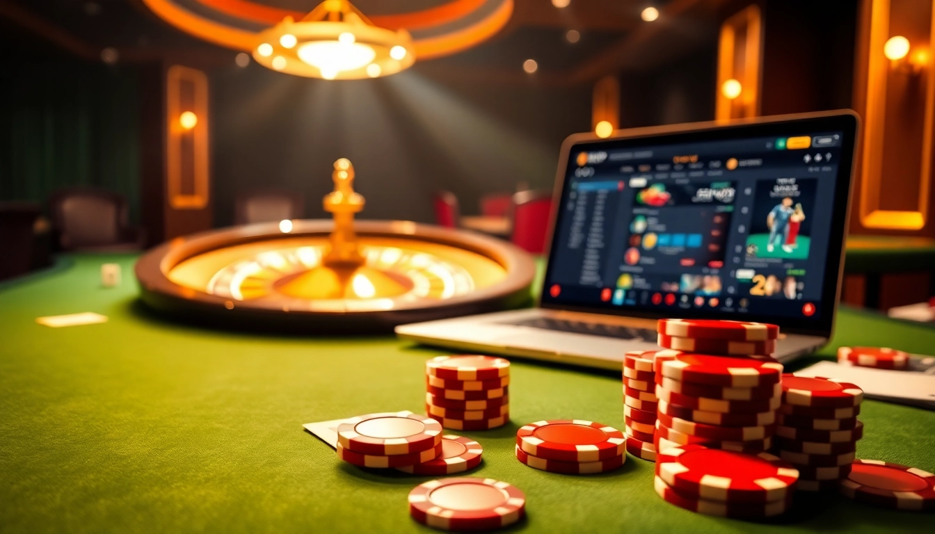 Cảnh poker đầy cuốn hút làm nổi bật BetVIP với những chip cược rực rỡ và bầu không khí trò chơi sang trọng.