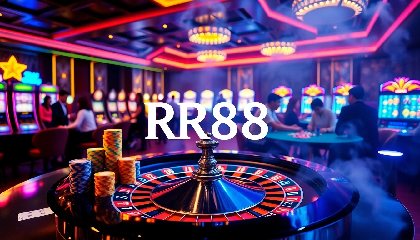 Experience the thrilling RR88 online casino atmosphere with vibrant tables and excited players.