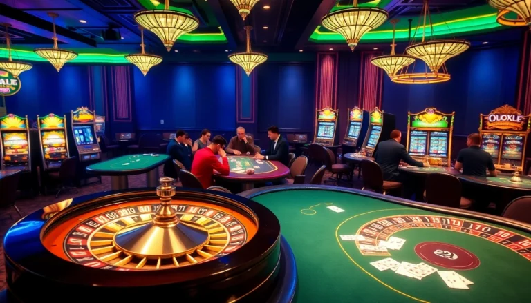Players enjoying an exciting poker game at a luxurious 22JL casino.