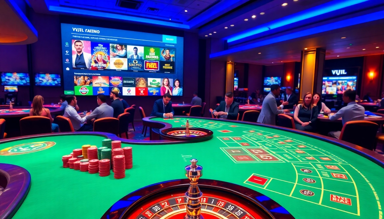 Experience the excitement of gambling at VVJL with vibrant casino tables and thrilling gaming action.