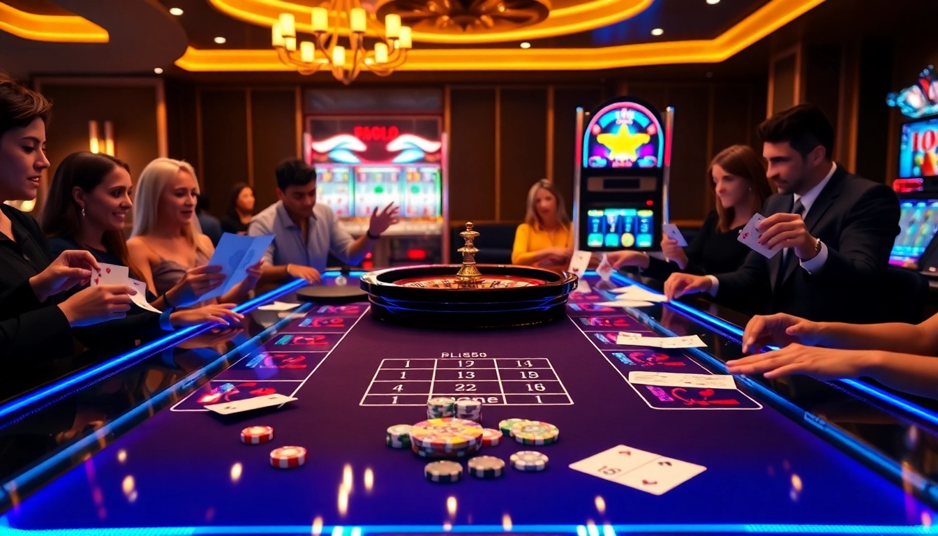 Experience thrilling games at BL555 casino tables with exciting poker chips and vibrant roulette wheels.