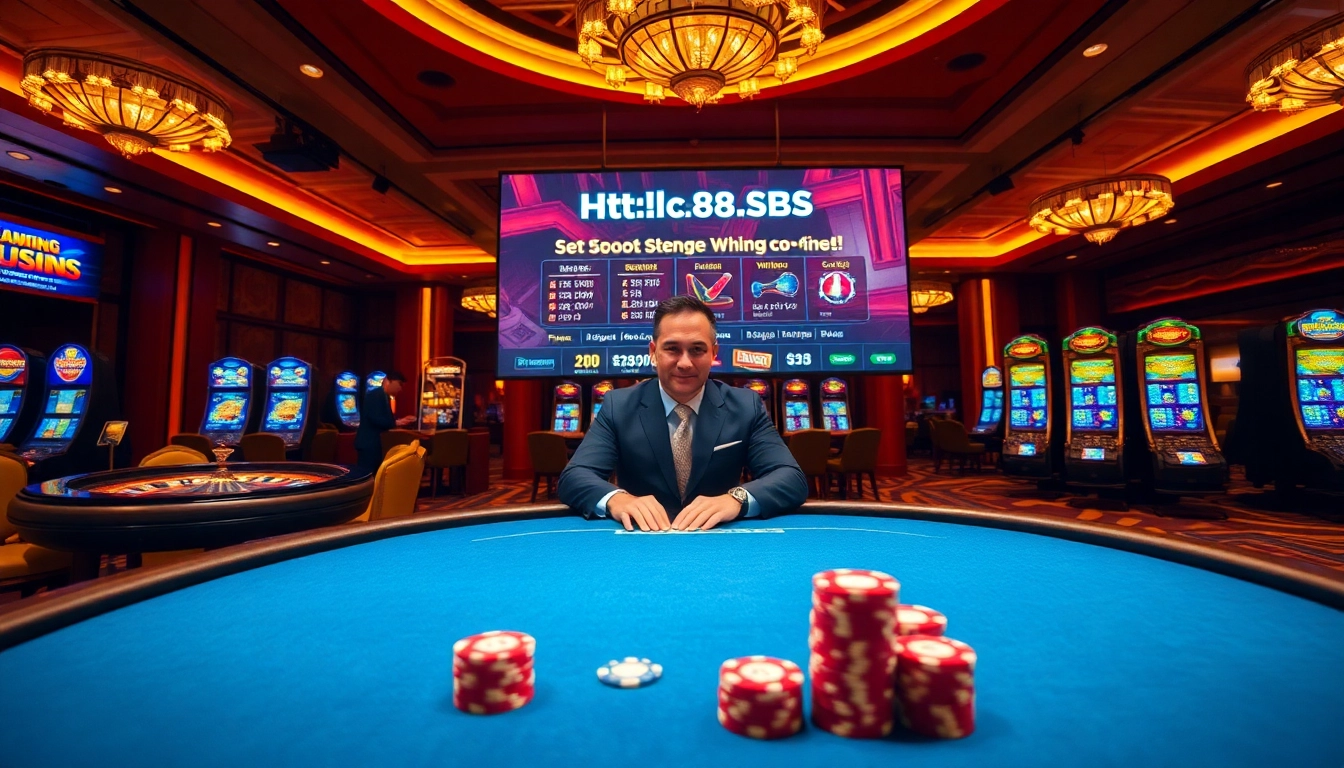 Play exciting games at https://lc88.sbs/ with vibrant slot machines and a poker table.