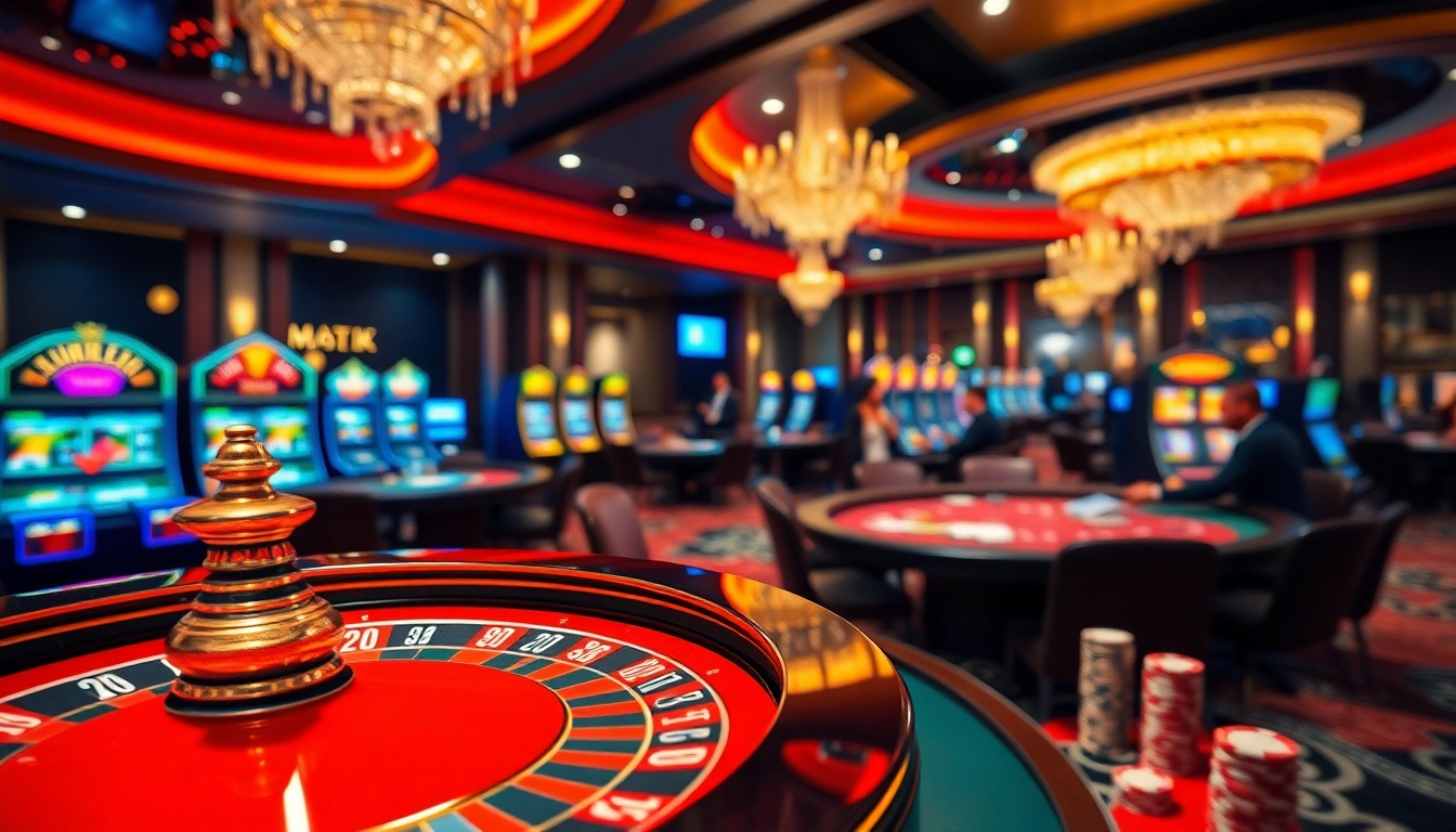 Experience the thrill of gambling with Nhà cái mmoo's vibrant online casino atmosphere featuring tables and dynamic games.