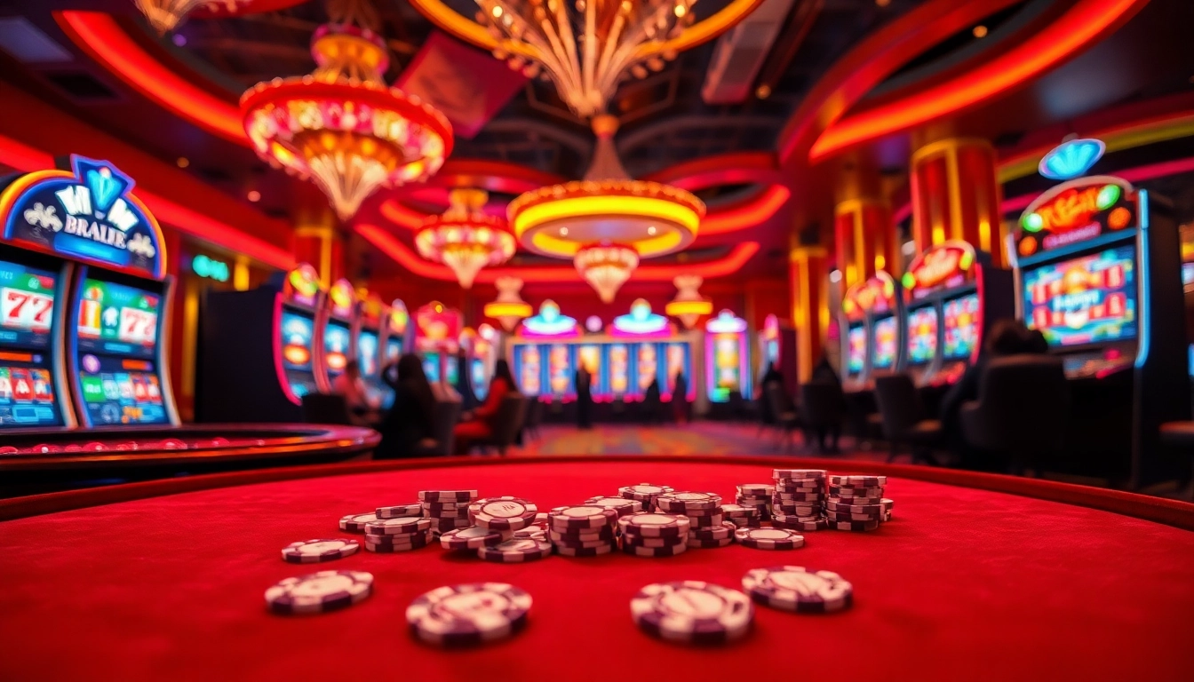 Engage with the exciting world of bro138 slot machines in a vibrant casino scene.