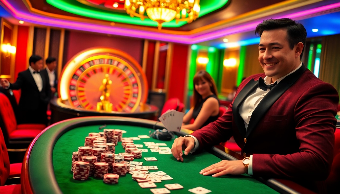 Experience GK88 excitement at a luxurious casino poker table with vibrant chips and cards.