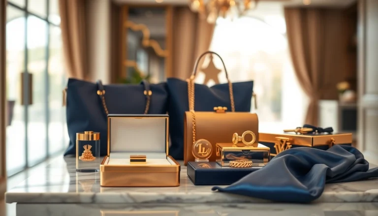 레플리카사이트의 고급 명품 아이템이 우아하게 전시된 이미지