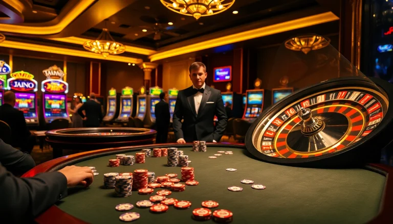 Experience the thrill of gambling at kk55.group with a vibrant casino scene featuring a poker table.