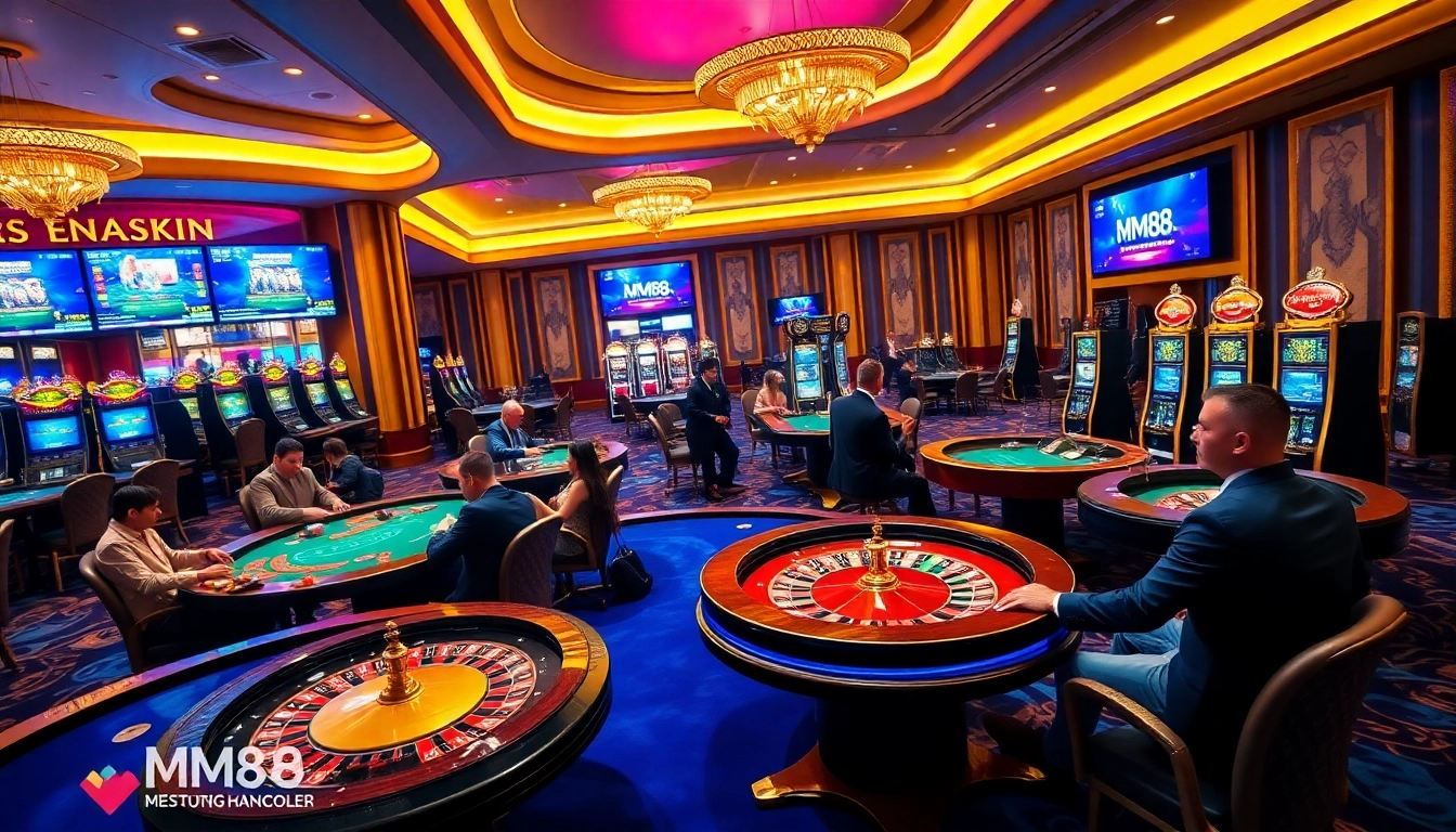 Experience electrifying gameplay at MM88 with lively poker tables and engaging slot machines.