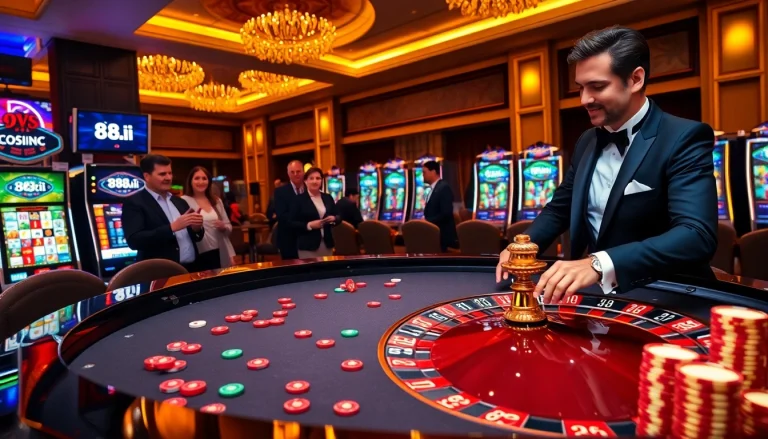 Experience the excitement of 88i casino with vibrant roulette and elegant players.
