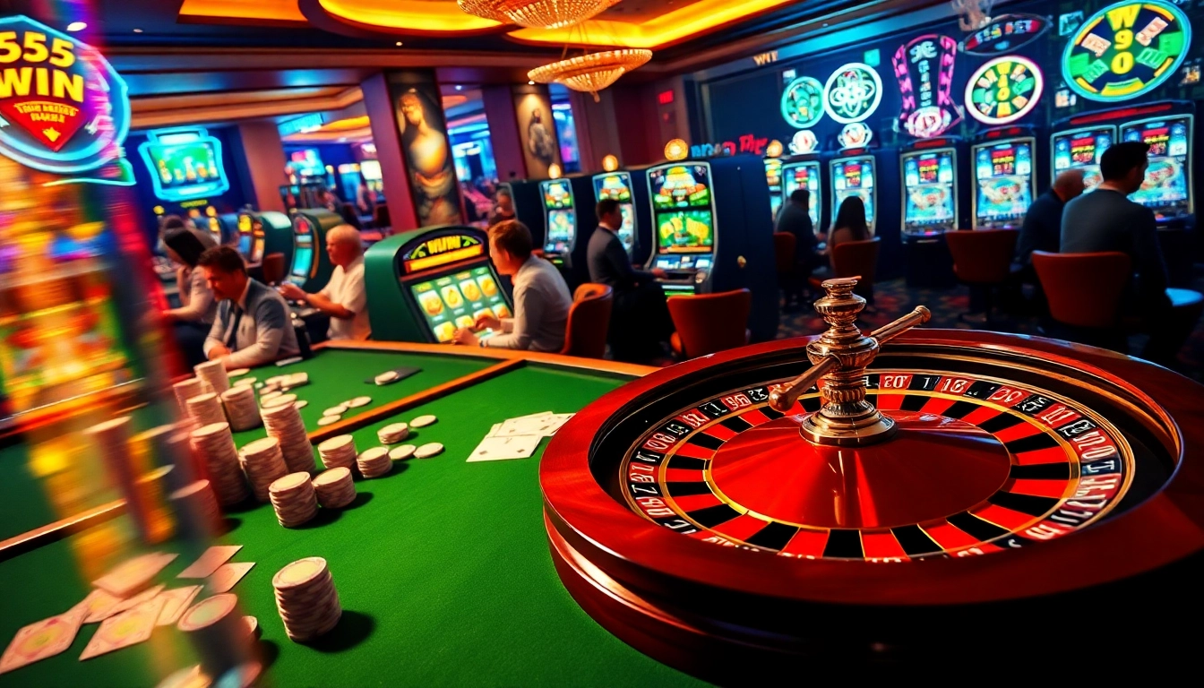 Experience the thrill of winning at the casino with 555 win through poker and slot machines.