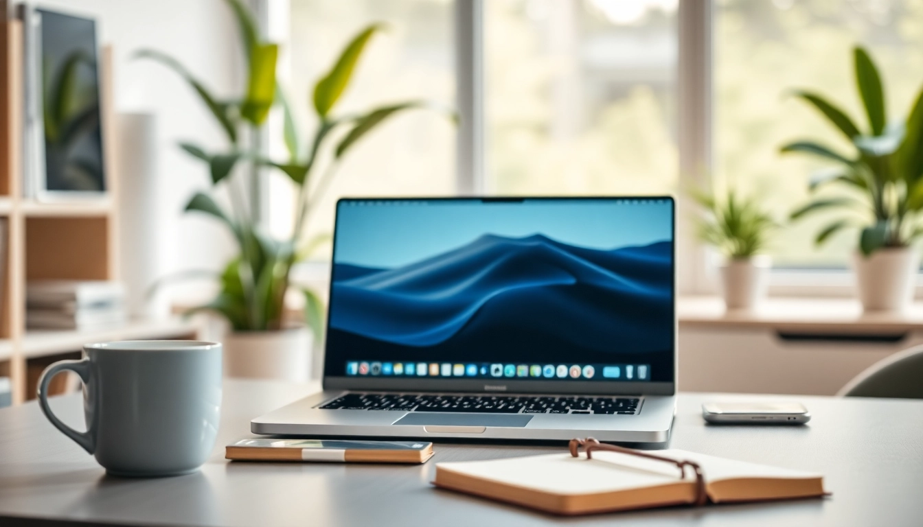 Usando el MacBook Air M2 sobre un elegante escritorio moderno.