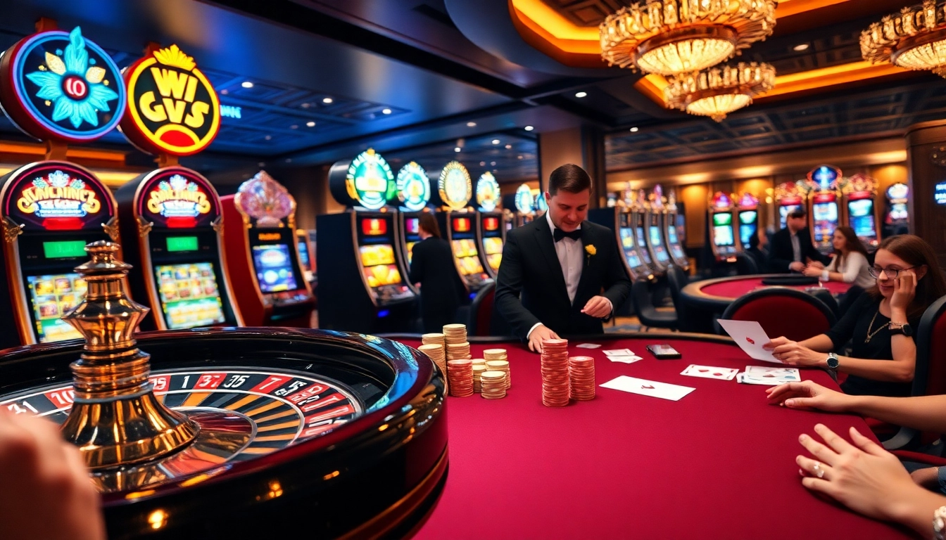 Engaging casino experience illustrating excitement at https://kuwinblog.com/ with roulette and poker action.