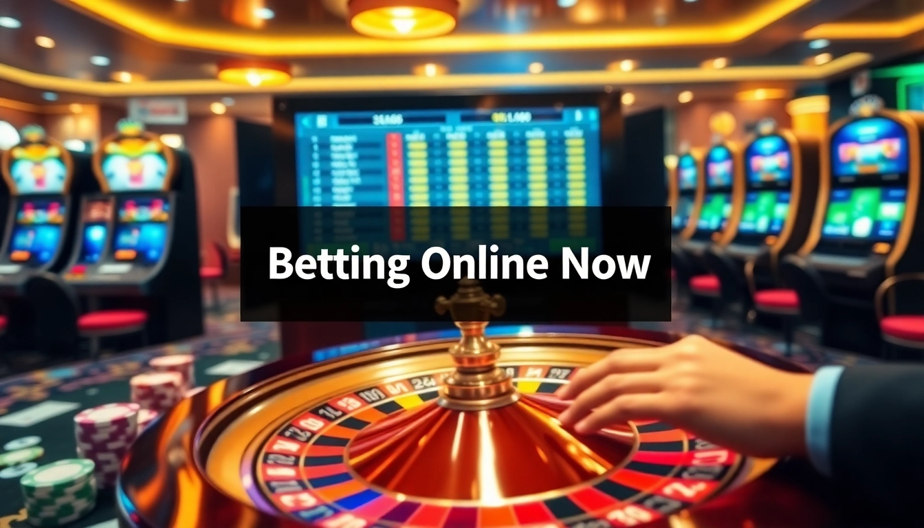 Betting Online Now engaging with vibrant casino visuals and exciting betting experiences.
