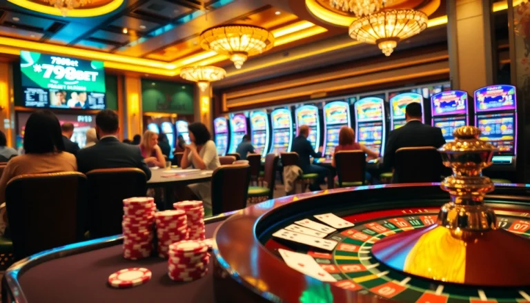 Experience the thrill of 789bet events with players enjoying casino table games and slots in a luxury setting.
