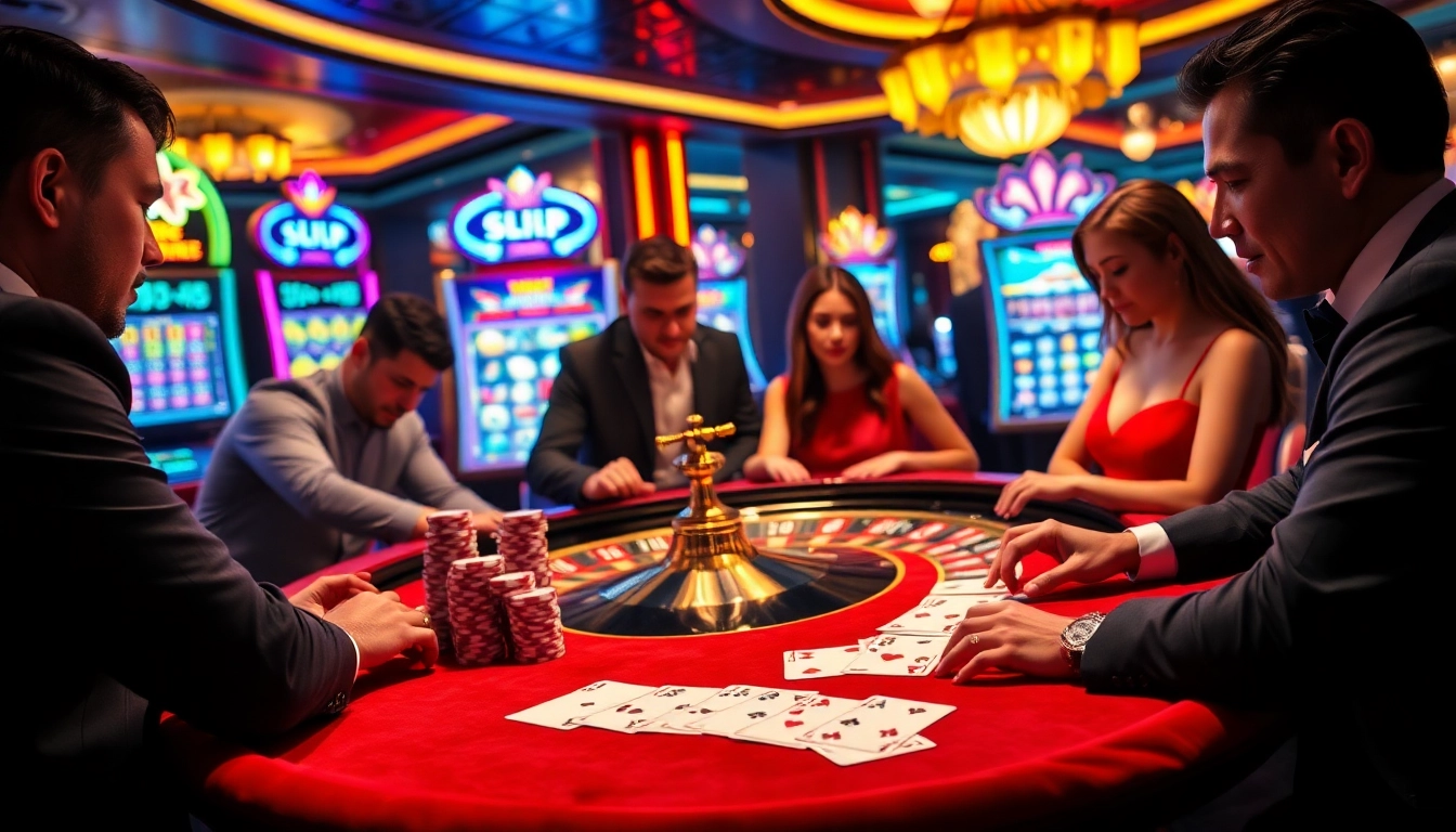Experience thrilling gaming action at SLVIP with vibrant casino visuals and engaged players.