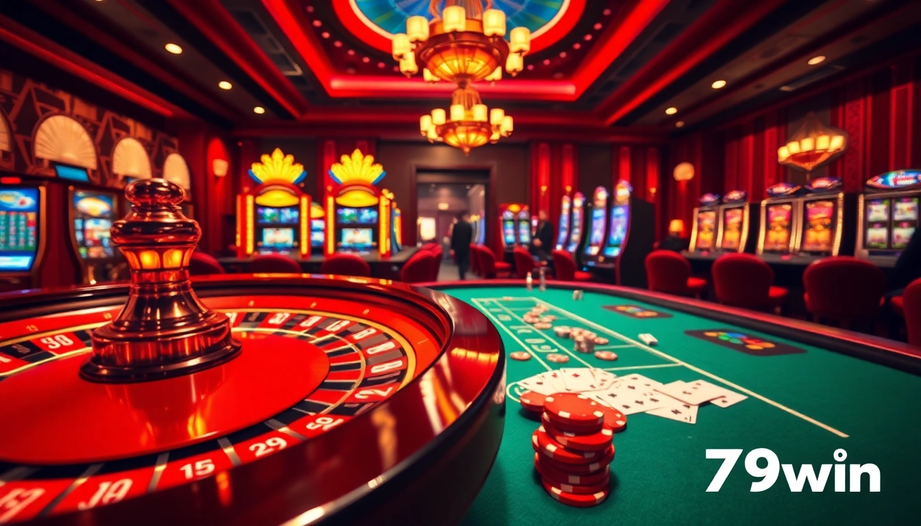 Experience the thrill of 789win as players engage in a lively casino atmosphere with roulette and poker.
