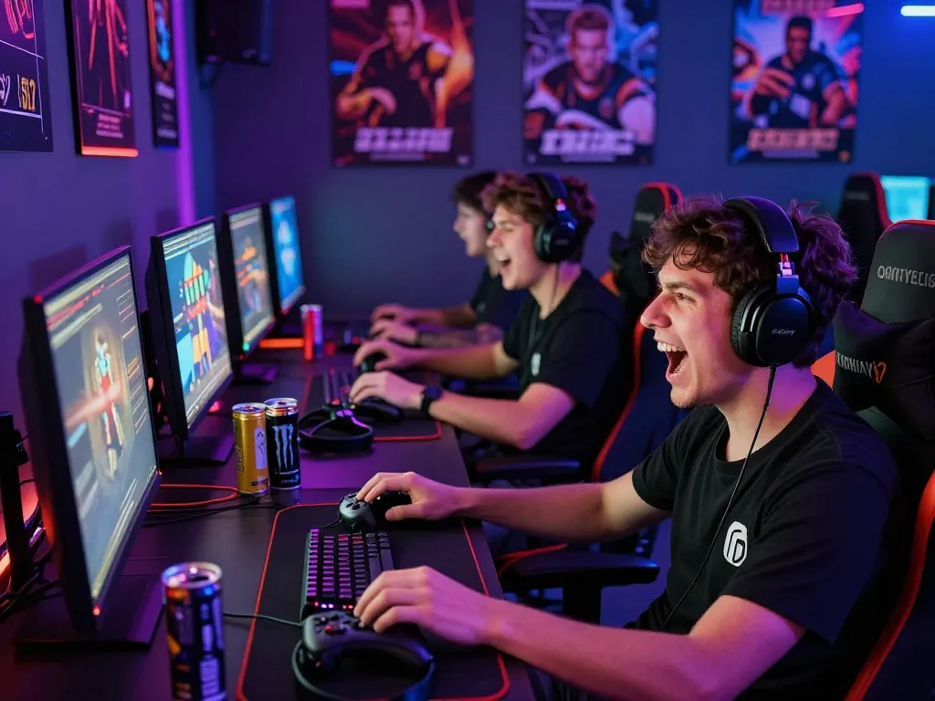 Exciting gaming atmosphere with players enjoying meledak88 online games and celebrating wins.