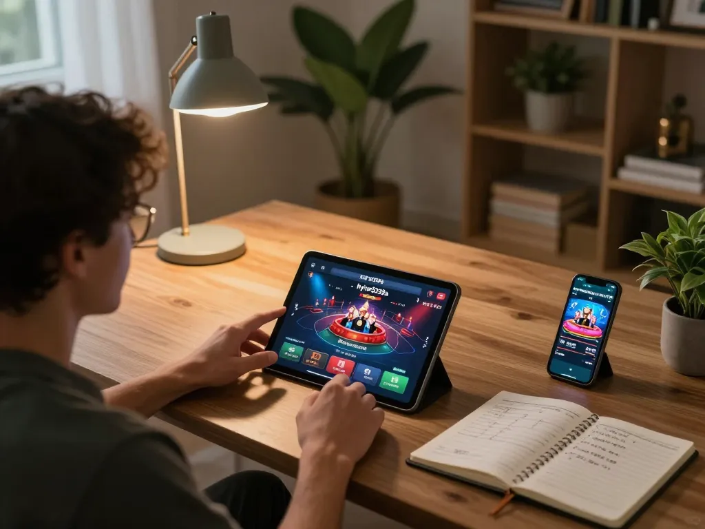 Player exploring the hytw3339a app on tablet for strategic online casino betting