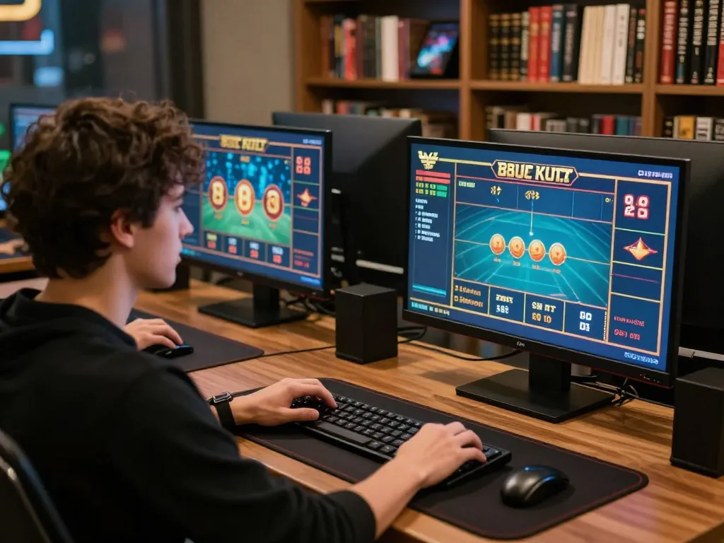Engaging player strategizing on 88aa games in a modern online betting setup.